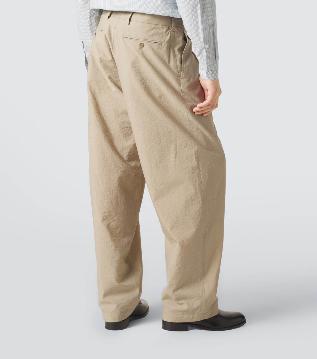 Pleated cotton-blend straight pants | Giorgio Armani