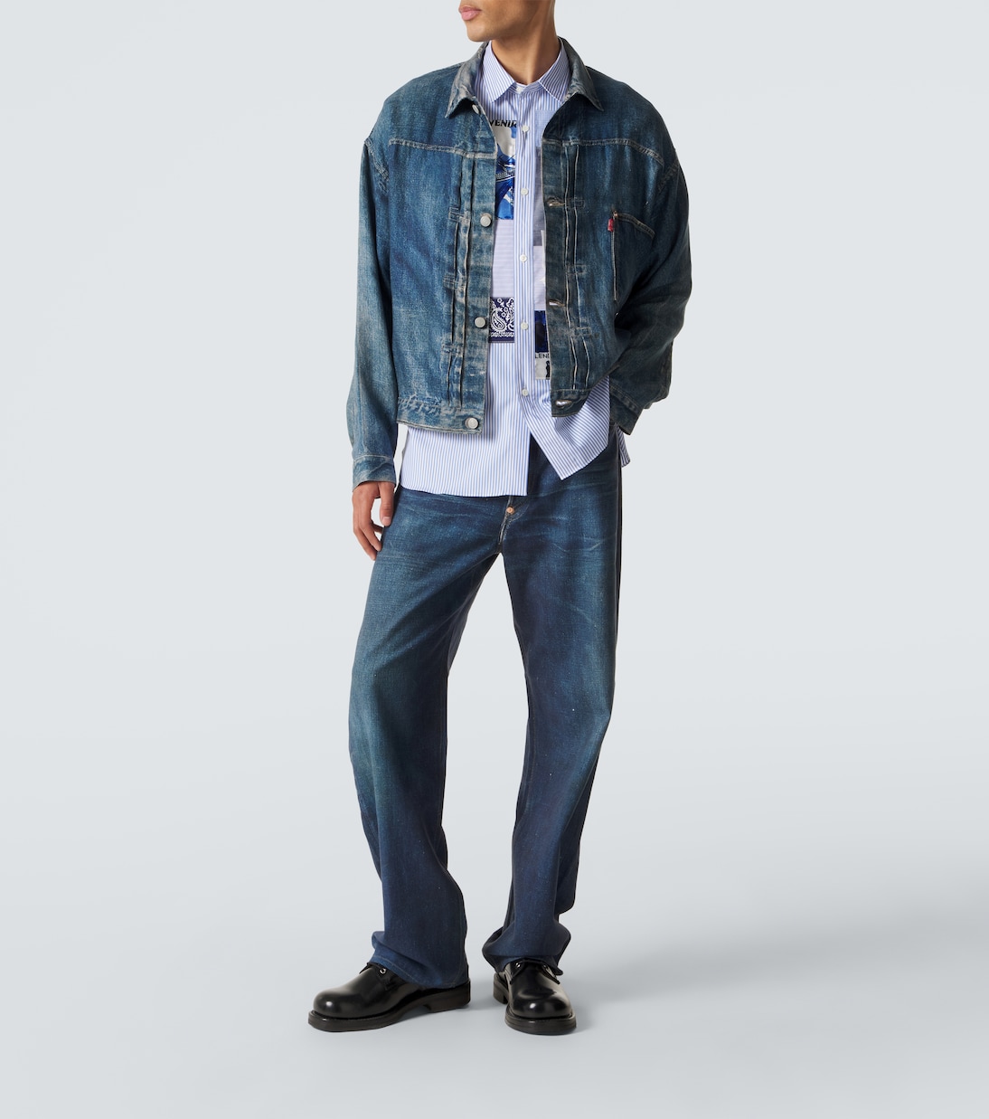 Patchwork striped cotton shirt | Junya Watanabe