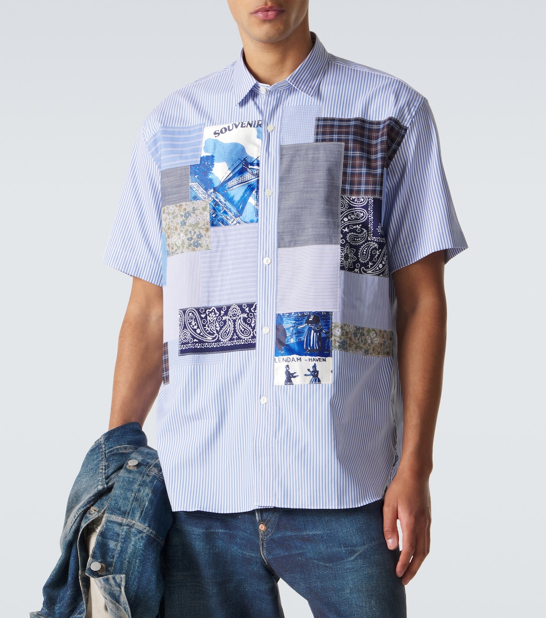 Patchwork striped cotton shirt | Junya Watanabe