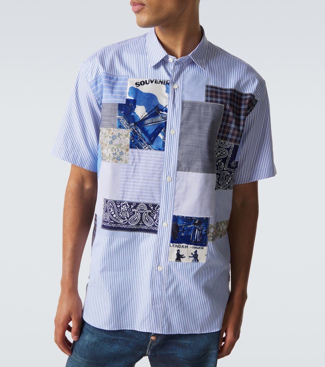 Patchwork striped cotton shirt | Junya Watanabe