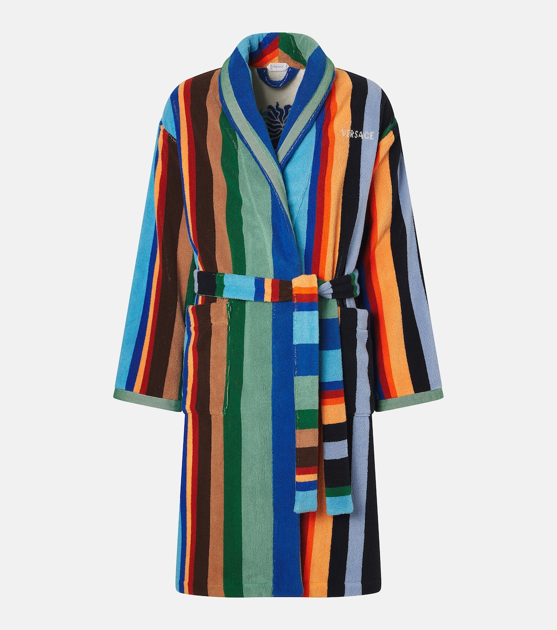 Striped cotton terry bathrobe | Versace Home