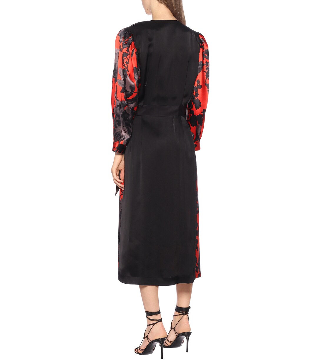 Robe portefeuille imprimée en satin de soie | Dries Van Noten