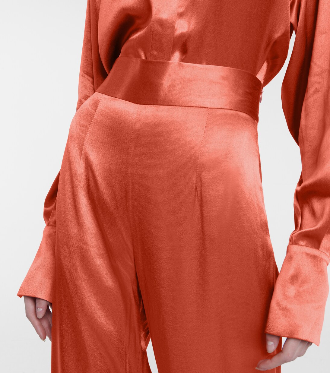 Pantalon ample Lido à taille haute en satin | Galvan