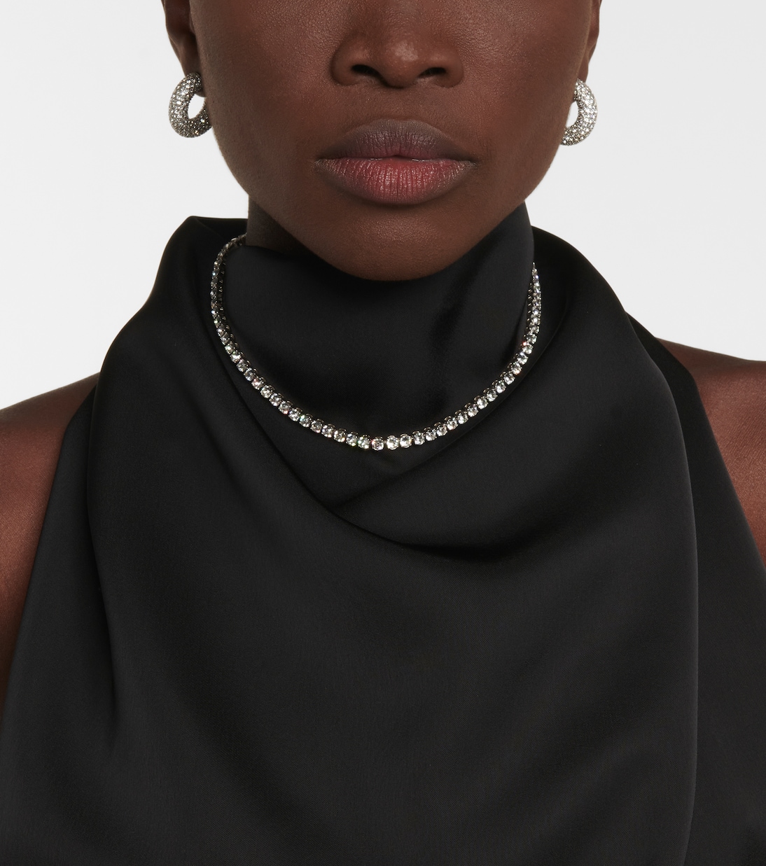 Orecchini Cameron Mini in argento con cristalli | Amina Muaddi