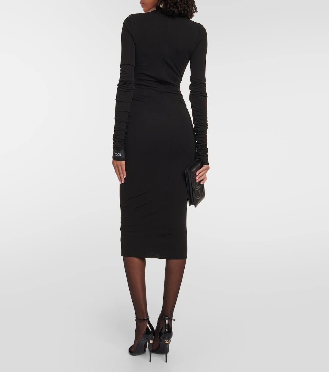 فستان ميدي من الجيرسيه ودانتيل Chantilly | Dolce&Gabbana