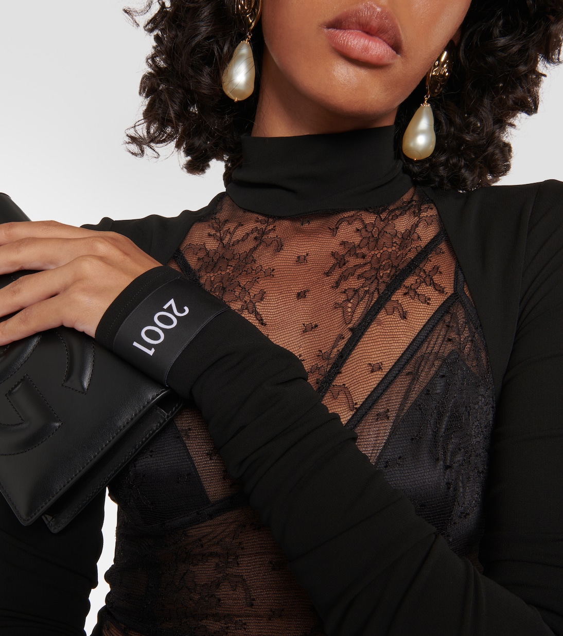 فستان ميدي من الجيرسيه ودانتيل Chantilly | Dolce&Gabbana