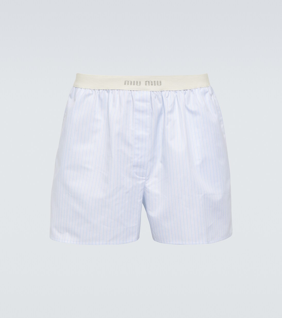 Boxer rayé en coton à logo | Miu Miu