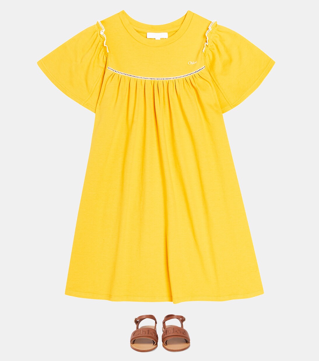 Ruffled cotton dress | Chloé Kids
