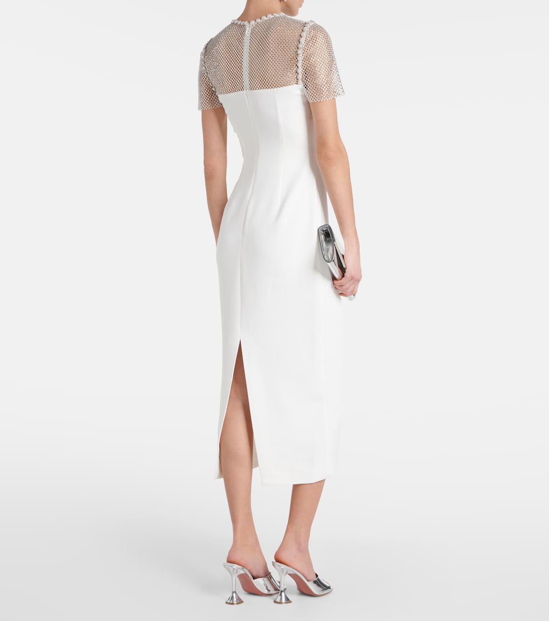 Novia - vestido midi de crepé adornado | Self-Portrait