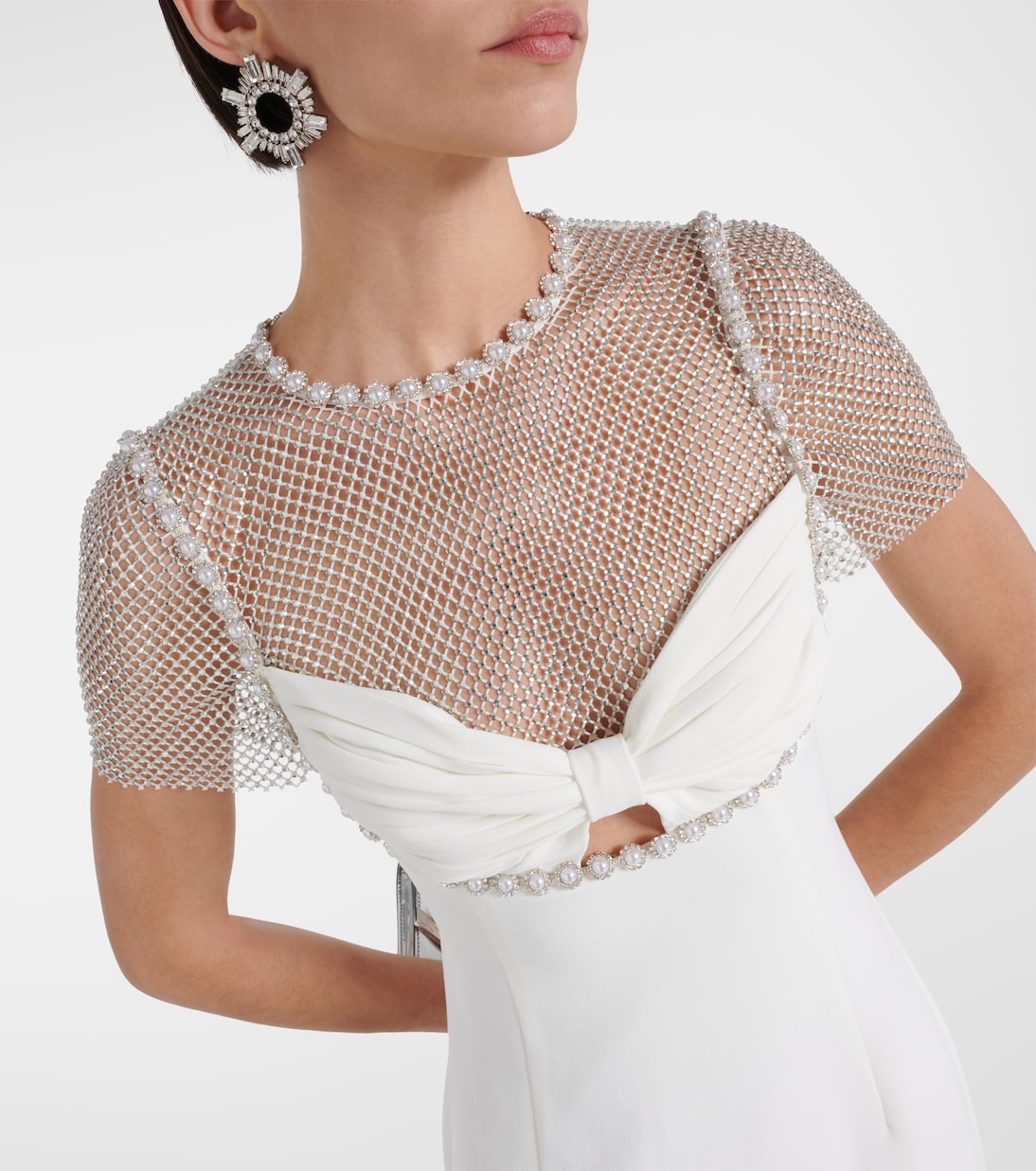 Novia - vestido midi de crepé adornado | Self-Portrait