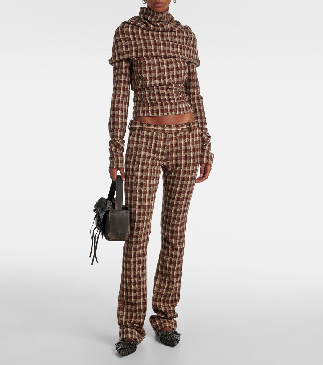 Checked wool and cotton-blend flared pants | Acne Studios