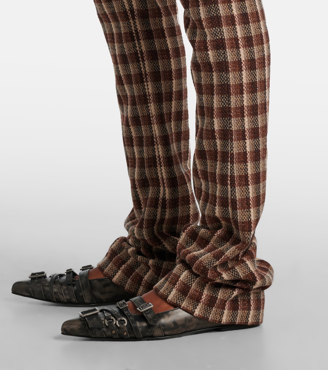 Checked wool and cotton-blend flared pants | Acne Studios