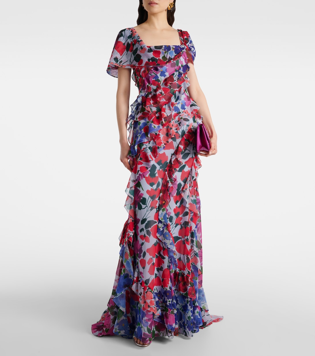 Floral ruffled chiffon gown | Carolina Herrera