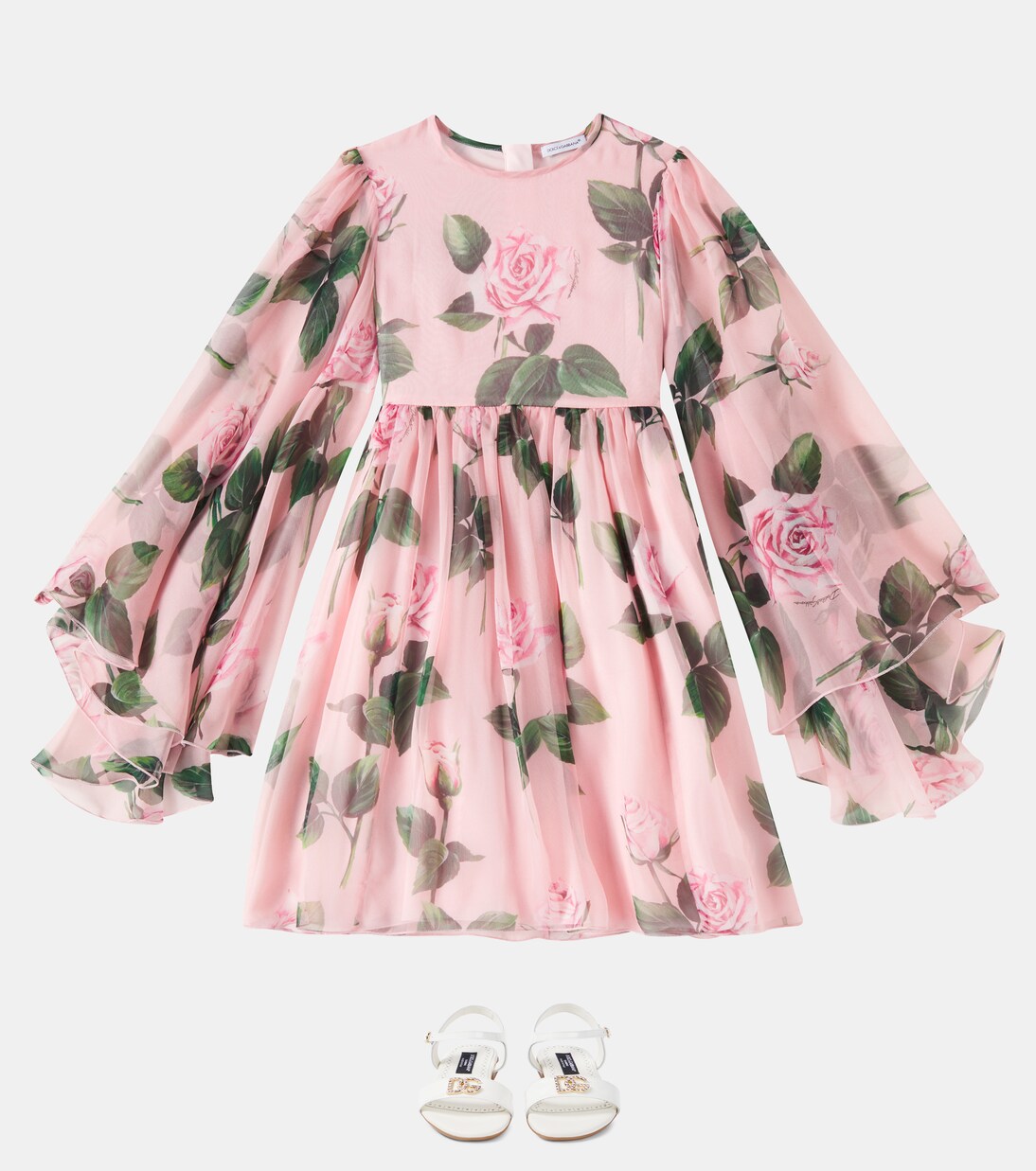 Robe en soie à fleurs | Dolce&Gabbana Kids