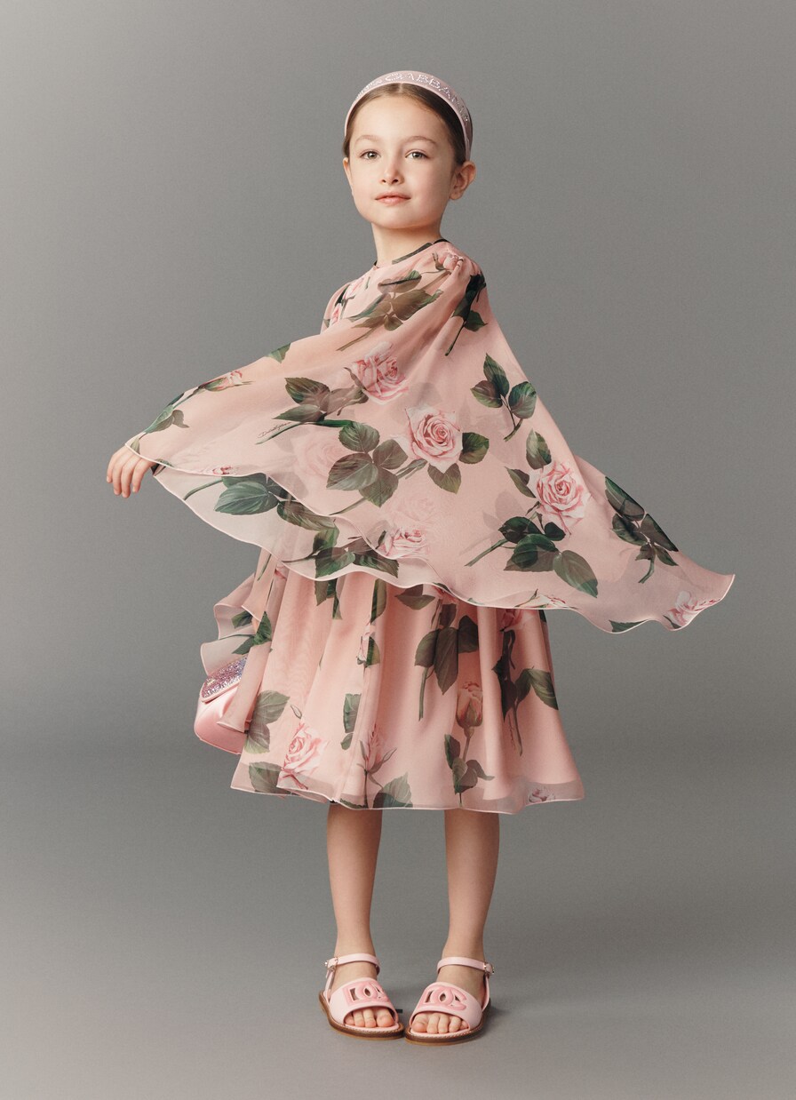 Robe en soie à fleurs | Dolce&Gabbana Kids