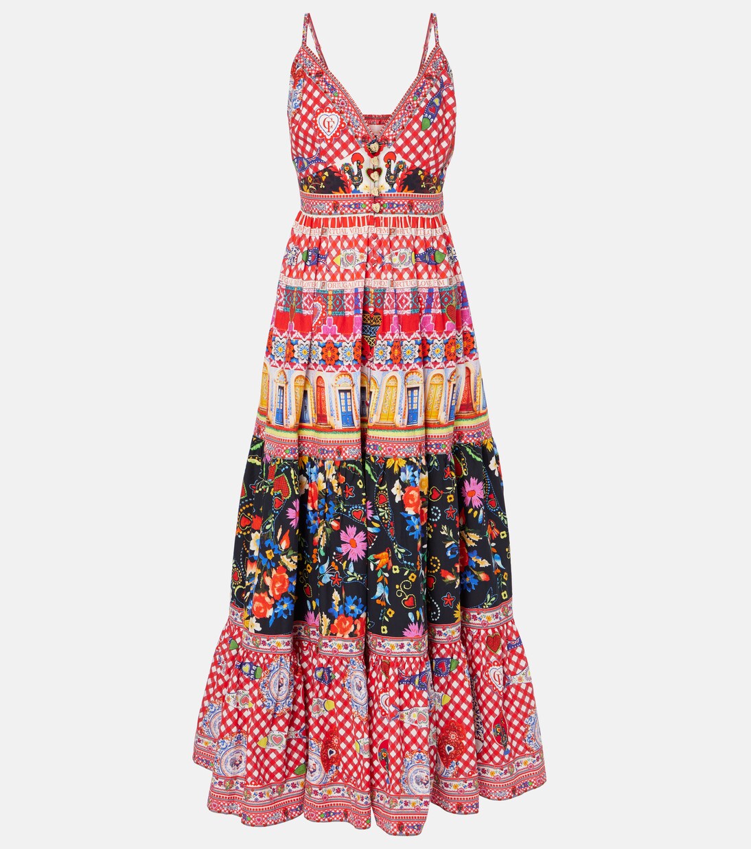 Printed tiered cotton maxi dress | Camilla
