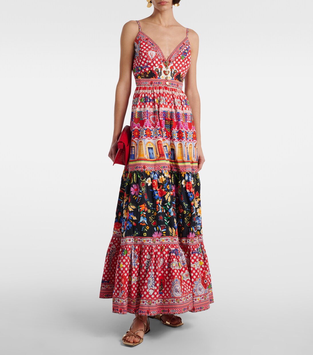 Printed tiered cotton maxi dress | Camilla