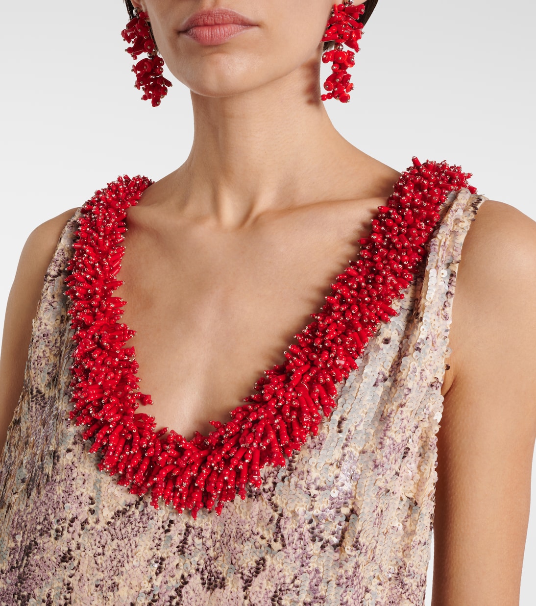 Bedrucktes Midikleid mit Pailletten | Dries Van Noten