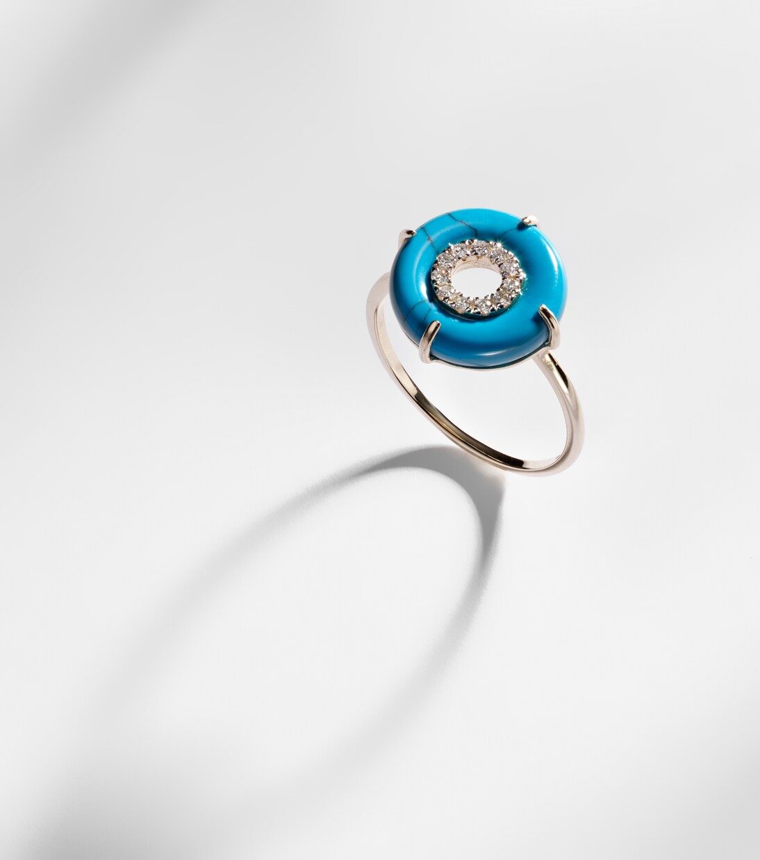 14kt gold ring with turquoise and diamonds | Mateo