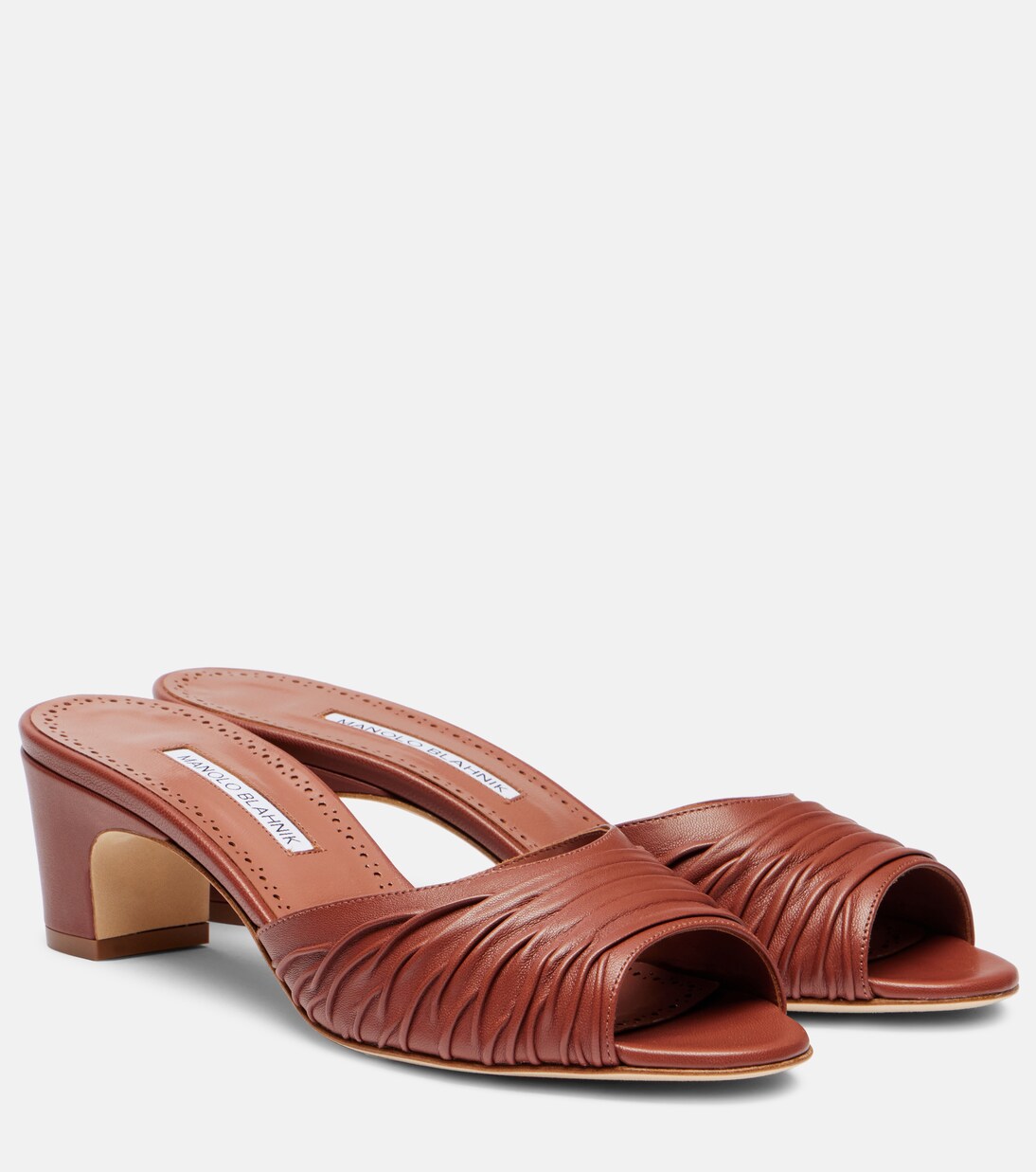 Piruabar gathered leather mules | Manolo Blahnik