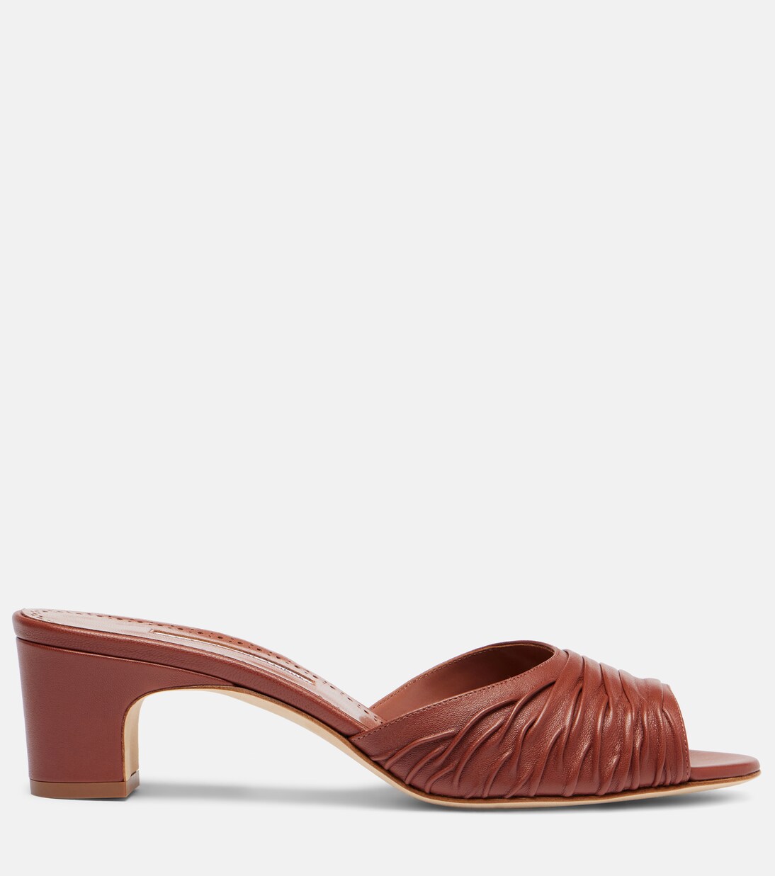 Piruabar gathered leather mules | Manolo Blahnik