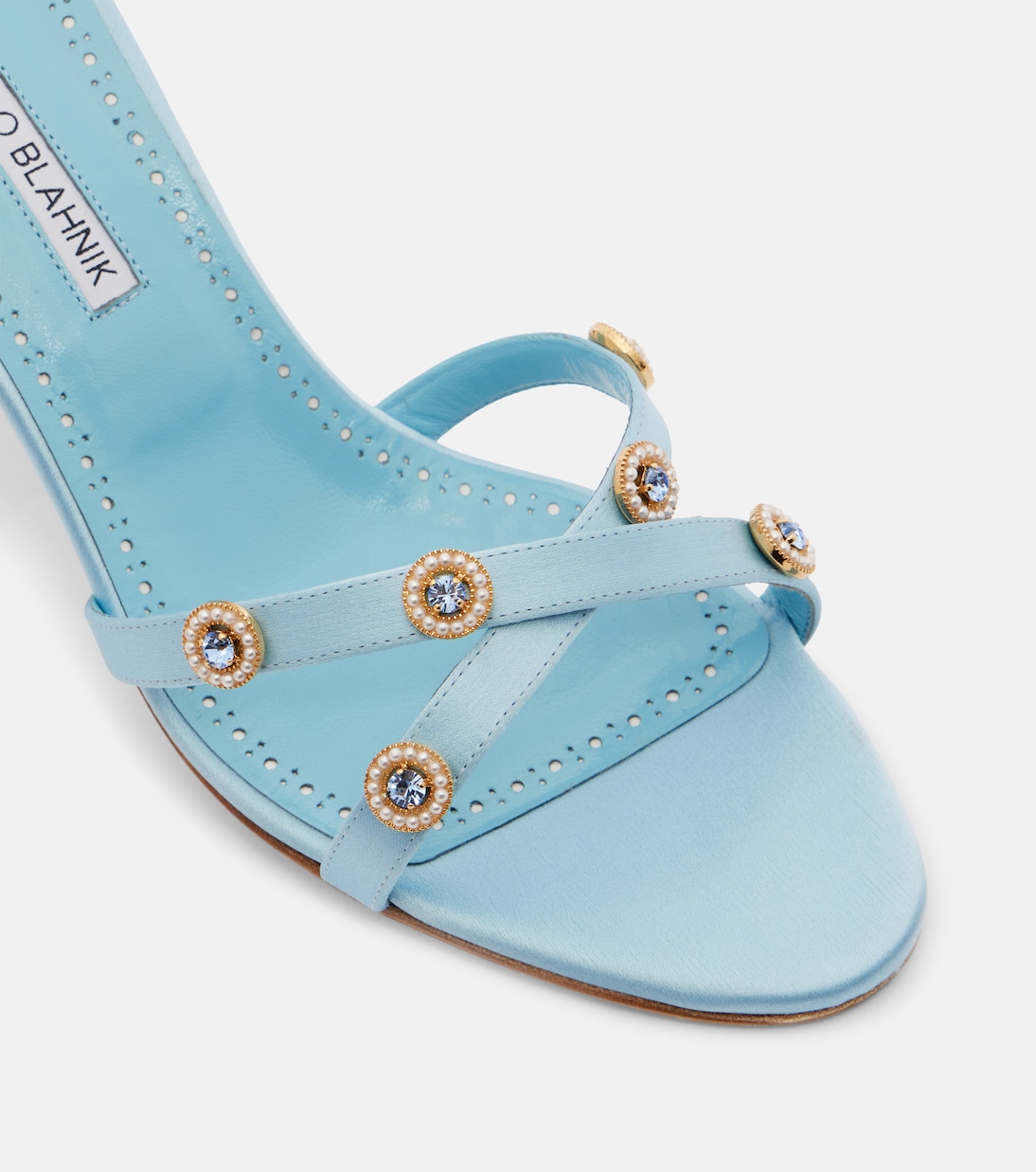 Pyrenea embellished satin mules | Manolo Blahnik