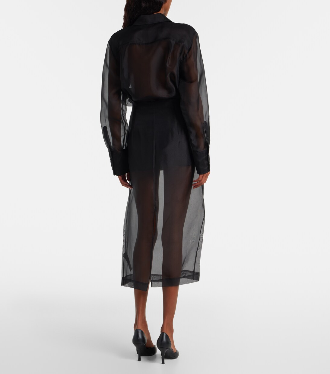 High-rise silk organza midi skirt | Frame