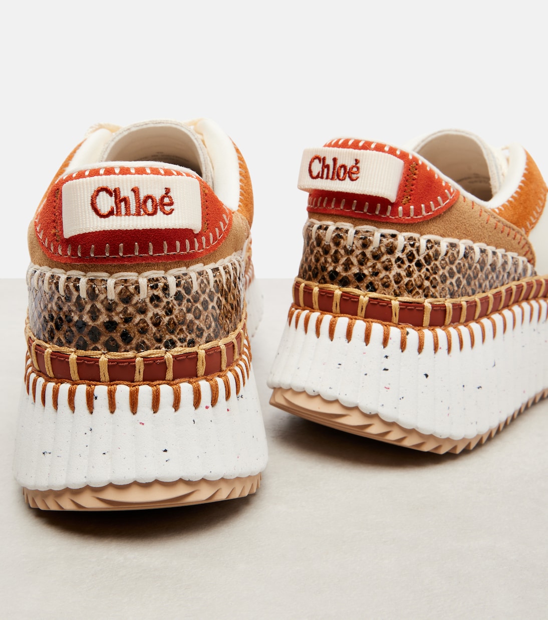 Nama suede-trimmed leather sneakers | Chloé