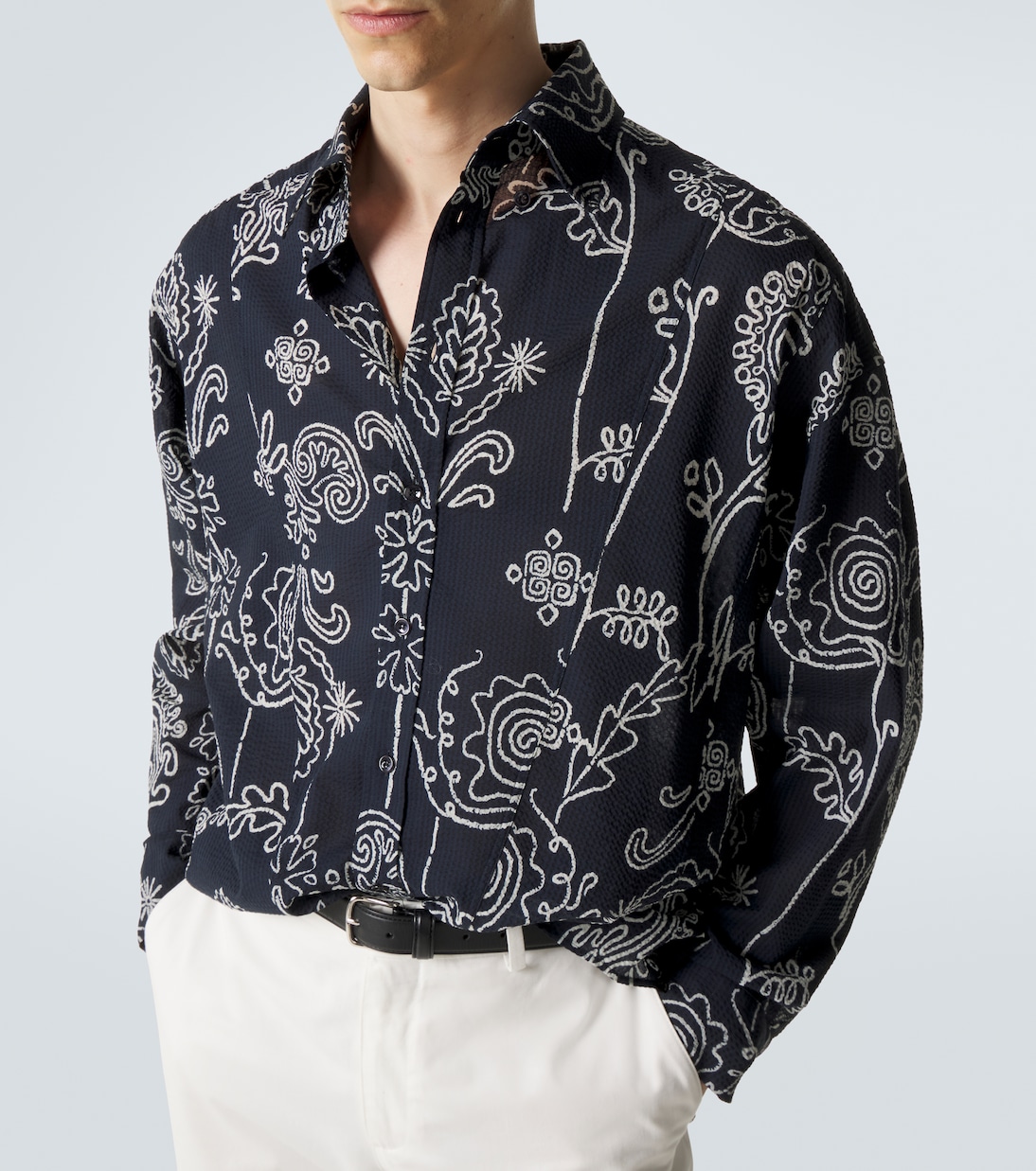 Printed cotton seersucker shirt | Giorgio Armani