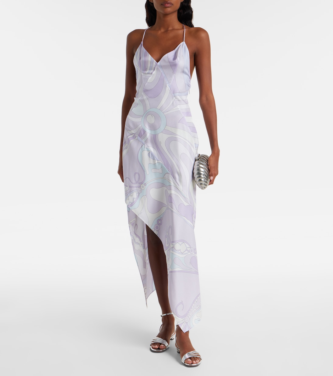 Abito lungo asimmetrico Marmo in twill di seta | Pucci