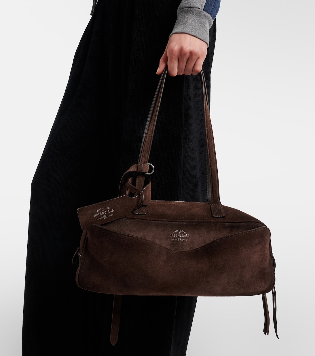 Borsa a spalla Carrie Small in suede | Balenciaga
