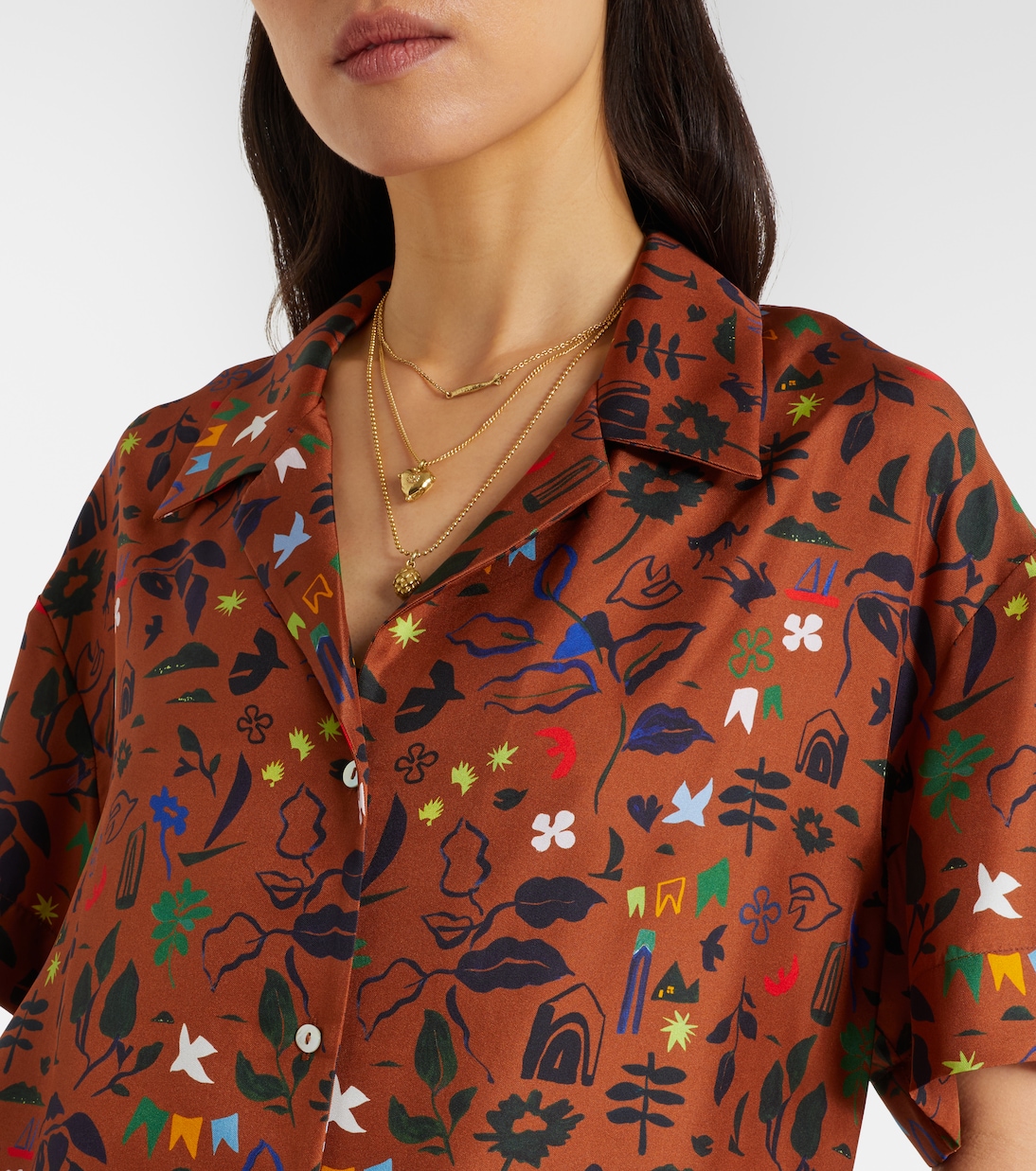 Prague printed silk twill shirt | Asceno