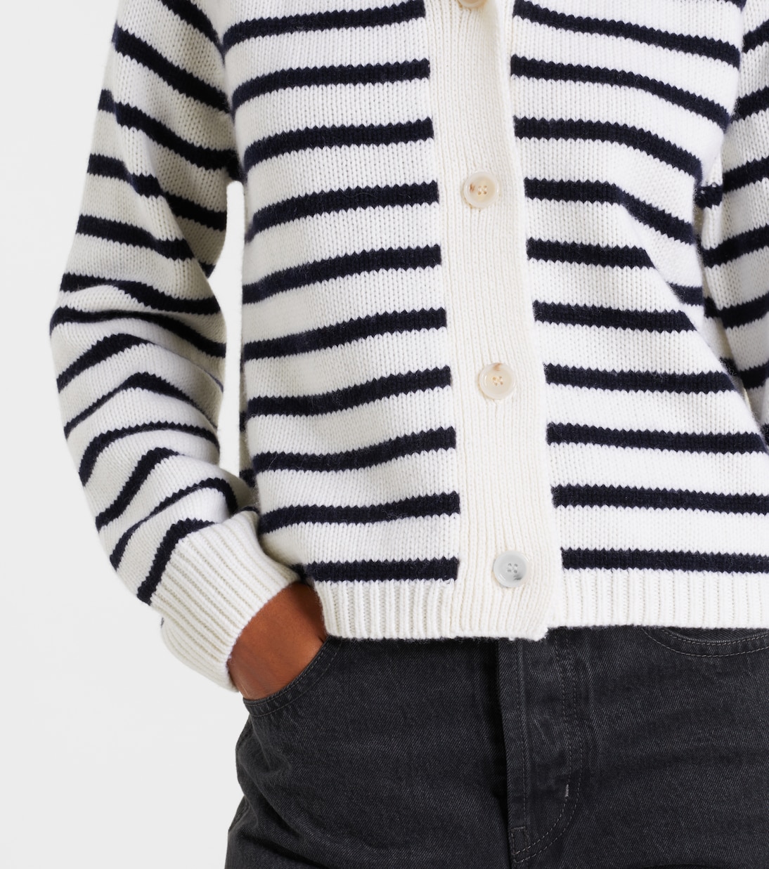 Cardigan rayé en laine et cachemire | Jardin des Orangers