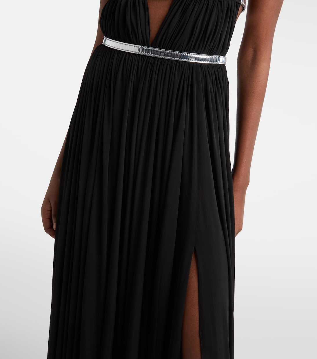 Leather-trimmed draped gown | Alaïa