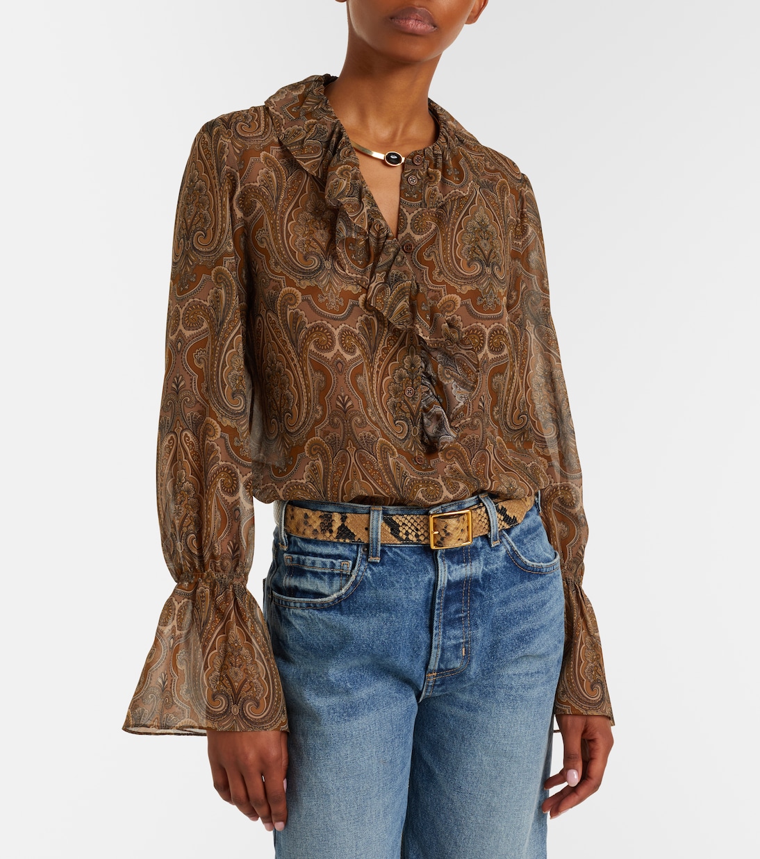 بلوزة من الحرير بطبعة بيزلي Cecily | Nili Lotan