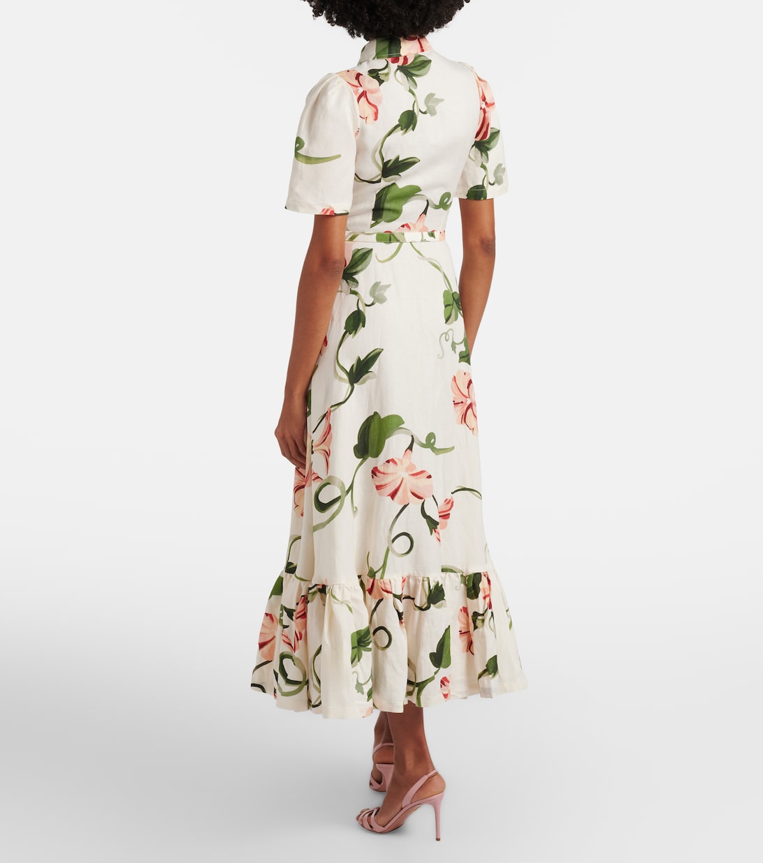 Becca belted floral linen-blend shirt dress | Leo Lin