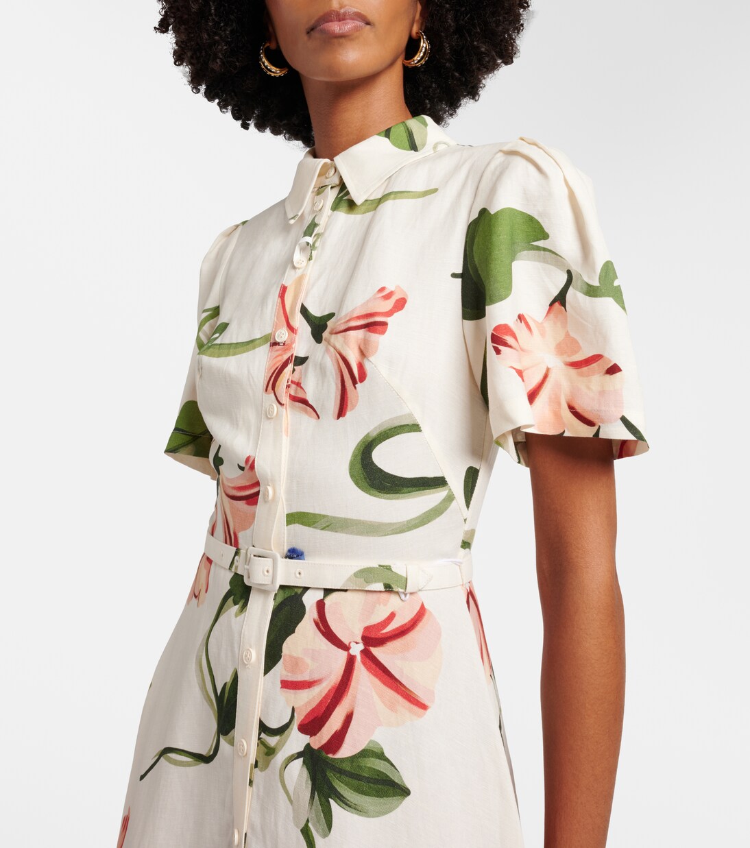 Becca belted floral linen-blend shirt dress | Leo Lin
