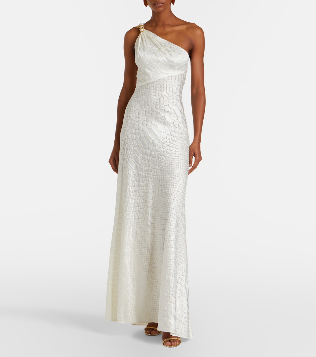 Snake-print one-shoulder gown | Roberto Cavalli