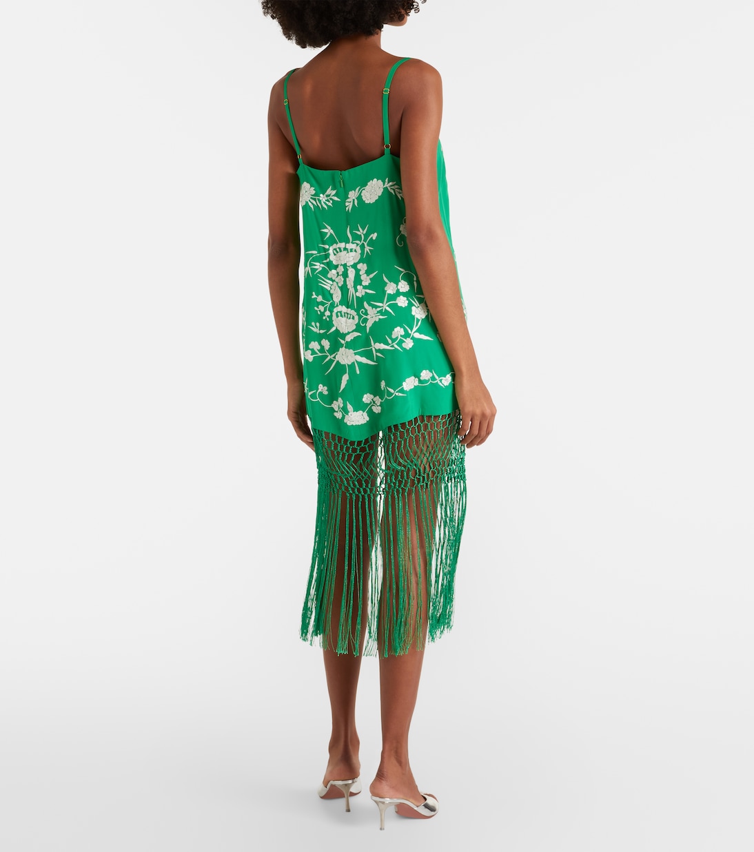 Embellished embroidered fringed silk minidress | Camilla
