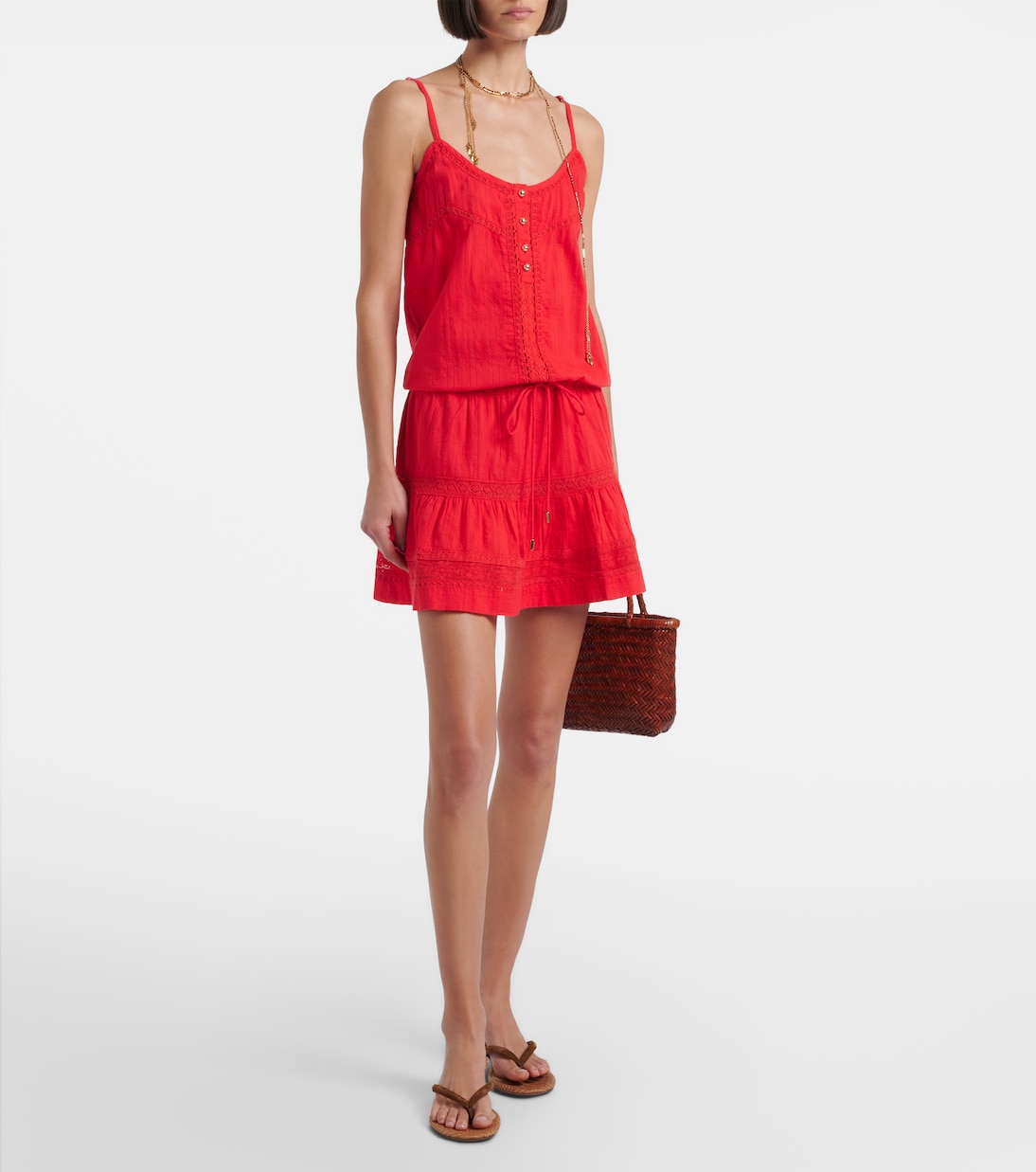 Vestido corto Kelly de algodón con croché | Melissa Odabash