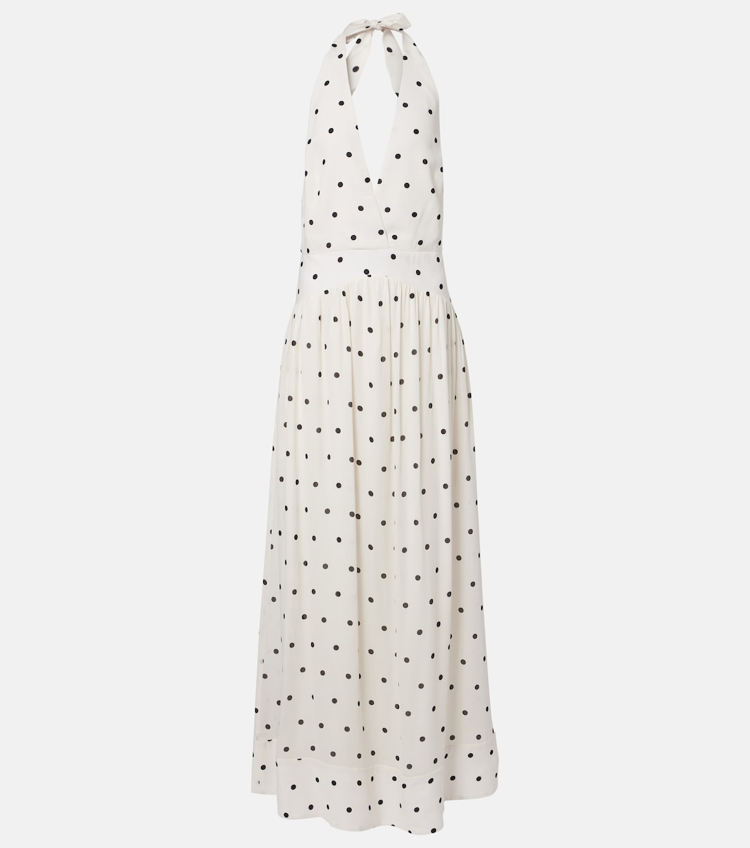 Polka-dot halterneck maxi dress | Adriana Degreas