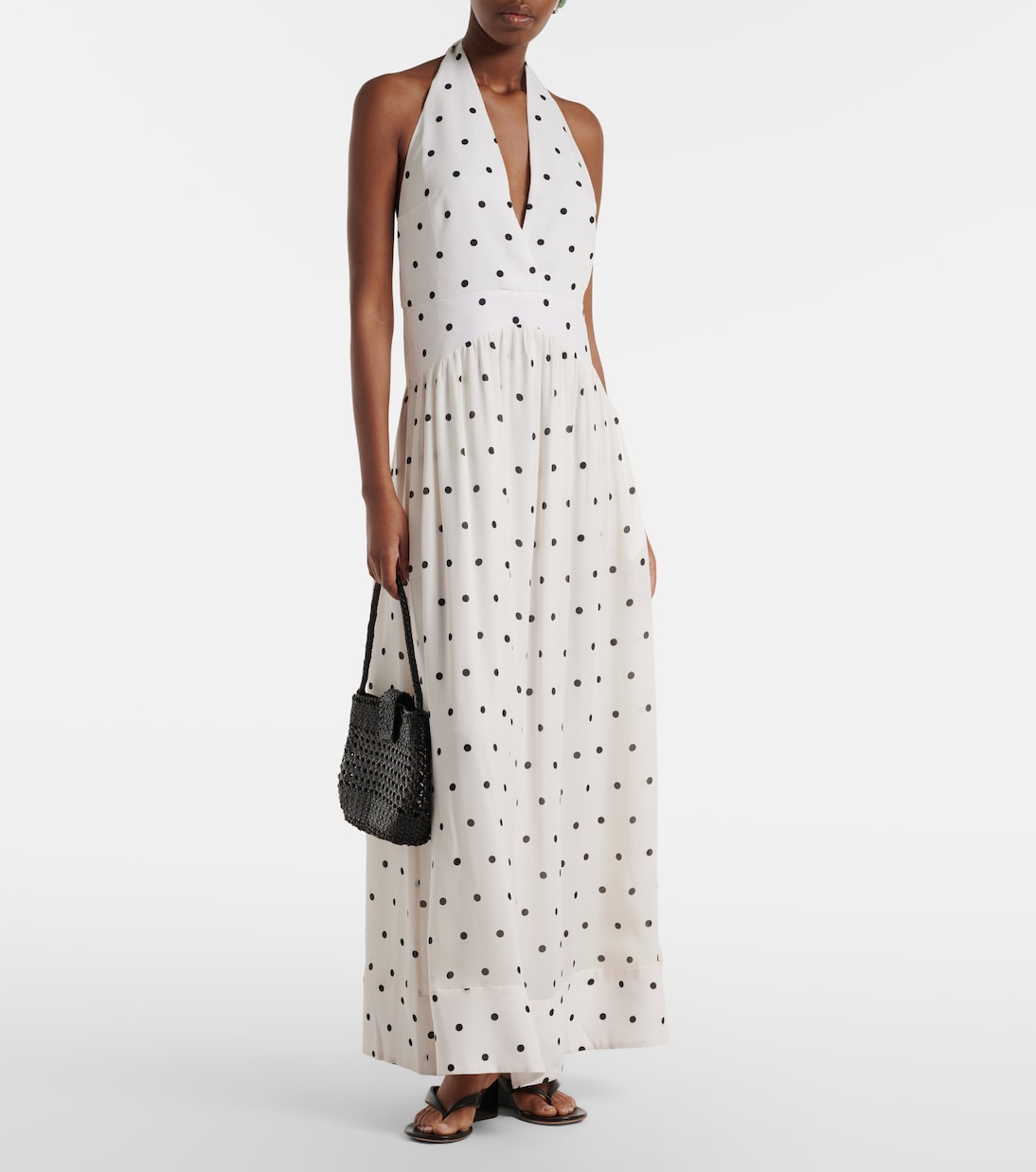 Polka-dot halterneck maxi dress | Adriana Degreas