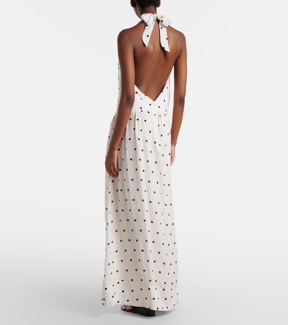 Polka-dot halterneck maxi dress | Adriana Degreas