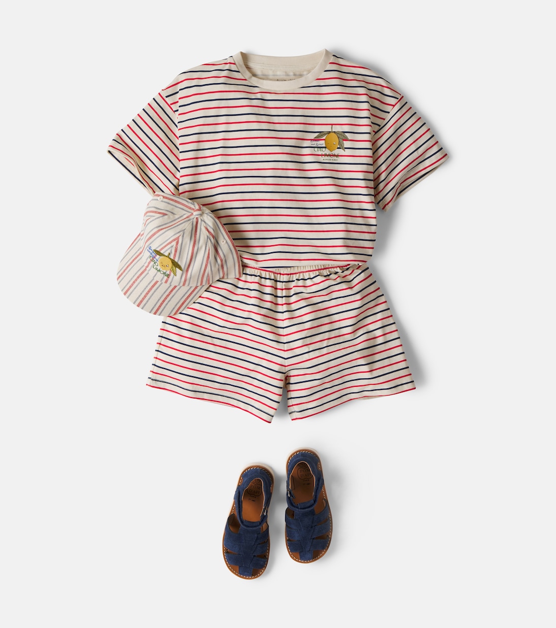 Basic striped cotton-blend T-shirt and shorts set | Konges Sløjd