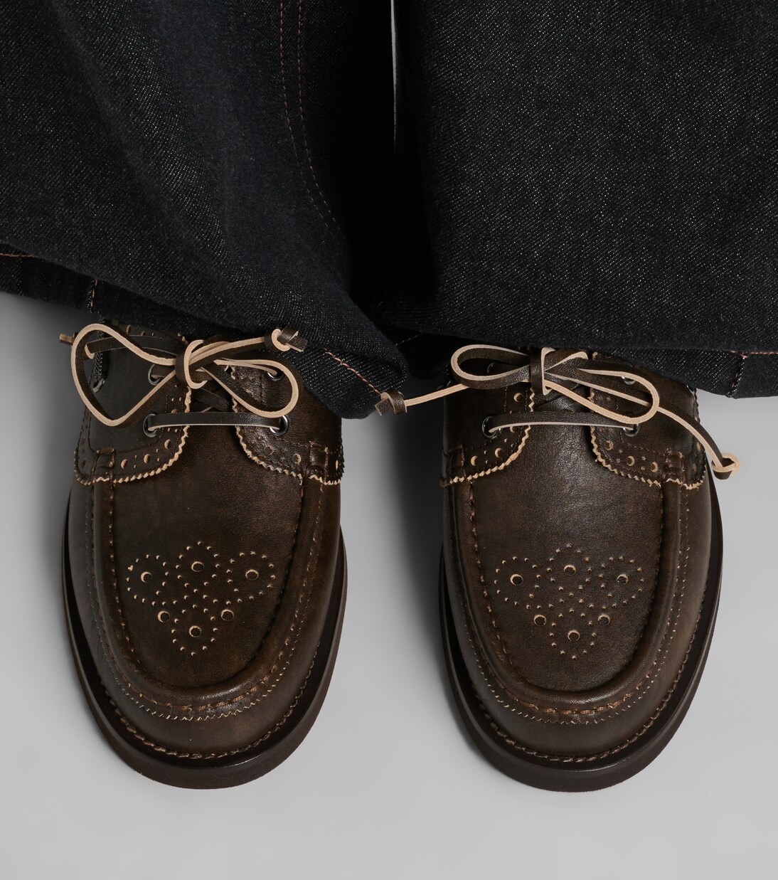 Monili leather boat shoes | Brunello Cucinelli