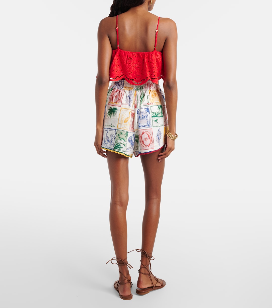 Brasil Vintage printed linen-blend shorts | Farm Rio