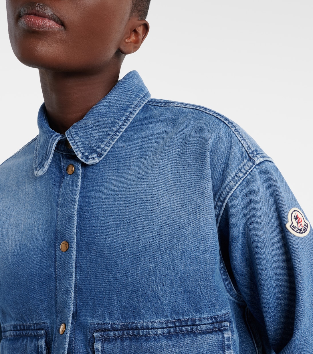 Teddy-trimmed denim shirt  | Moncler