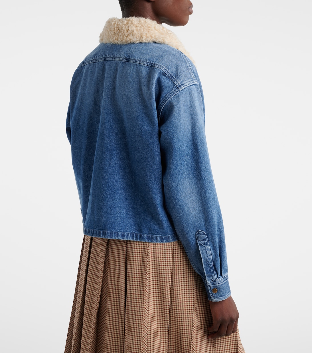 Teddy-trimmed denim shirt  | Moncler