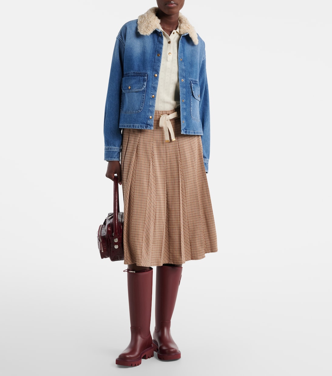 Teddy-trimmed denim shirt  | Moncler