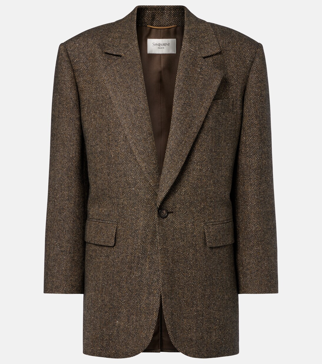 Blazer en laine mélangée à motif chevron | Saint Laurent